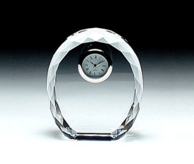 クリスタル楕円型置時計